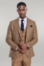 Checked-Slim-Fit-Tan-Men-Suit-Wessi-2