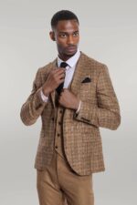 Checked-Slim-Fit-Tan-Men-Suit-Wessi-5