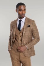 Checked-Slim-Fit-Tan-Men-Suit-Wessi-6