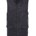 Checked Standing Collar Cachet Black Men Vest - Wessi