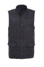 Checked Standing Collar Cachet Black Men Vest