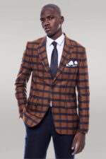 Checked Tawny Slim-Fit Blazer