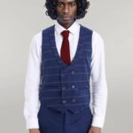 Checked Vest Plain Pants Men Set - Wessi