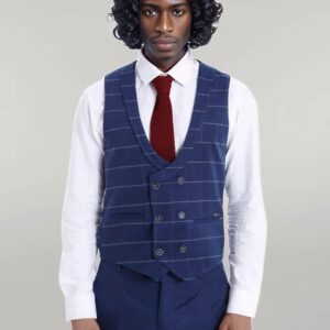 Checked Vest Plain Pants Men Set - Wessi
