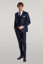 Checked-Vested-Slim-Fit-Navy-Blue-Men-Suit-Wessi-1