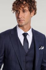 Checked-Vested-Slim-Fit-Navy-Blue-Men-Suit-Wessi-2
