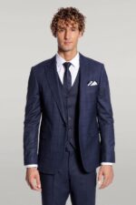Checked-Vested-Slim-Fit-Navy-Blue-Men-Suit-Wessi-5