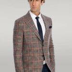 Checked Wool Navy Blue Men Blazer - Wessi