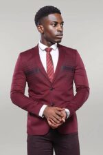 Chest Modeled Slim Fit Burgundy Jacket
