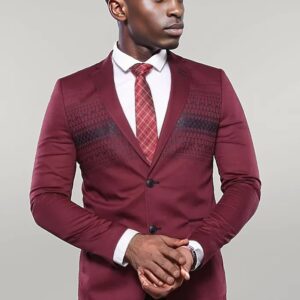 Chest Modeled Slim Fit Burgundy Jacket | Wessi
