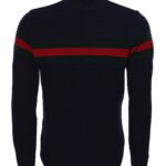 Chest Patterned Turtleneck Navy Blue Men Knitwear - Wessi