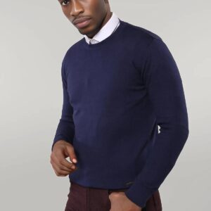 Circle Collar Navy Blue Sweater - Wessi
