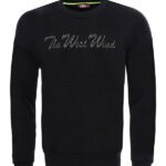 Circle Neck Black Front Printed Sweatshirt - Wessi