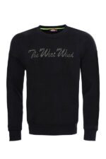 Circle Neck Black Front Printed Sweatshirt