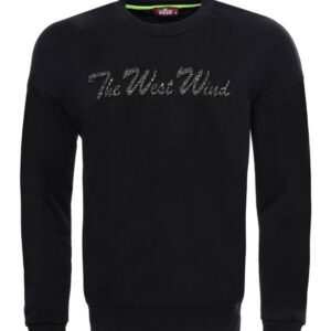 Circle Neck Black Front Printed Sweatshirt - Wessi