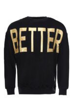 Circle Neck Front Printed Men's Black Sweatshirt