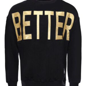Circle Neck Front Printed Men's Black Sweatshirt - Wessi