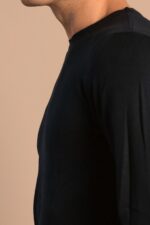 Circle-Neck-Long-Sleeves-Slim-Fit-Black-Men-Knitwear-1
