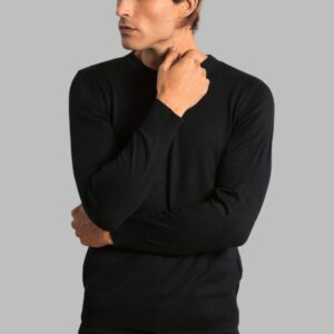 Circle Neck Long Sleeves Slim Fit Black Men Knitwear