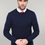Circle Neck Navy Sweater - Wessi
