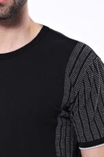 Circle-Neck-Patterned-Black-Knitted-T-Shirt-Wessi-1