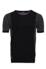 Circle-Neck-Patterned-Black-Knitted-T-Shirt-Wessi-2