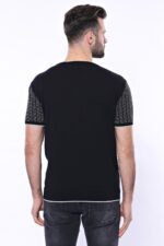 Circle-Neck-Patterned-Black-Knitted-T-Shirt-Wessi-4