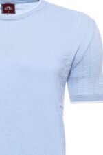 Circle-Neck-Patterned-Blue-Knitted-T-Shirt-Wessi-1
