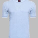 Circle Neck Patterned Blue Knitted T-Shirt - Wessi