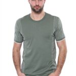 Circle Neck Patterned Green Knitted T-Shirt - Wessi