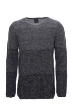 Circle Neck Patterned Grey Knitwear