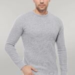 Circle Neck Patterned Light Grey Men Knitwear - Wessi