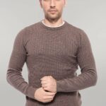 Circle Neck Patterned Mink Men Knitwear - Wessi