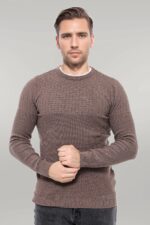 Circle Neck Patterned Mink Men Knitwear