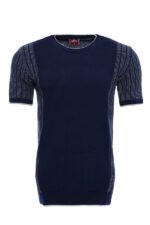 Circle-Neck-Patterned-Navy-Knitted-T-Shirt-Wessi-2