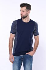 Circle-Neck-Patterned-Navy-Knitted-T-Shirt-Wessi-3