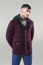 Claret Red Felt Hooded Coat