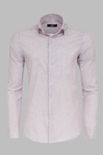 Claret Red Tiny Check Patterned Slim Fit Men Shirt