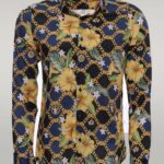 Colorful Floral Patterned Slim Fit Long Sleeves Navy Blue Men Shirt - Wessi