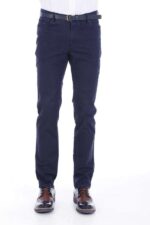 Cotton Five Pockets Navy Blue Men Pants