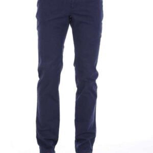 Cotton Five Pockets Navy Blue Men Pants - Wessi