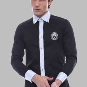 Cotton- Satin Black Men's Sport Shirt - Wessi