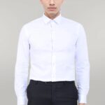 Cotton Satin Plain Slim Fit White Men Shirt - Wessi