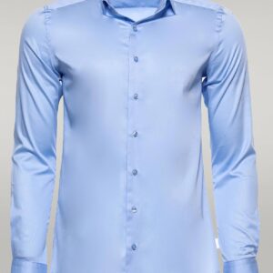 Cotton Satin Sky Blue Men Shirt - Wessi