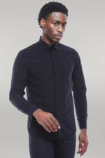 Cotton-Satin-Slim-Fit-Black-Men-Shirt-Wessi-1