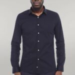 Cotton Satin Slim Fit Black Men Shirt - Wessi