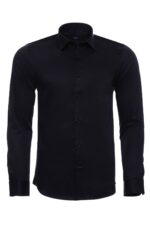 Cotton-Satin-Slim-Fit-Black-Men-Shirt-Wessi-3