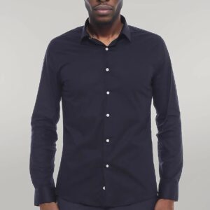 Cotton Satin Slim Fit Black Men Shirt - Wessi
