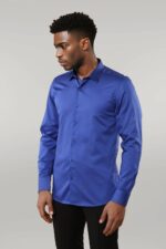 Cotton-Satin-Slim-Fit-Blue-Men-Shirt-Wessi-3