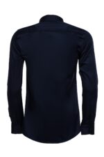 Cotton-Satin-Slim-Fit-Long-Sleeves-Plain-Navy-Blue-Men-Shirt-Wessi-5